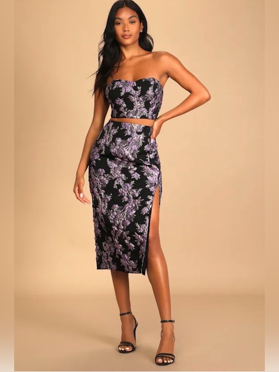 Lulus Dresses & Skirts - Lulus two piece invite list Floral Jacquard dark romance gothic glam dress NWT M